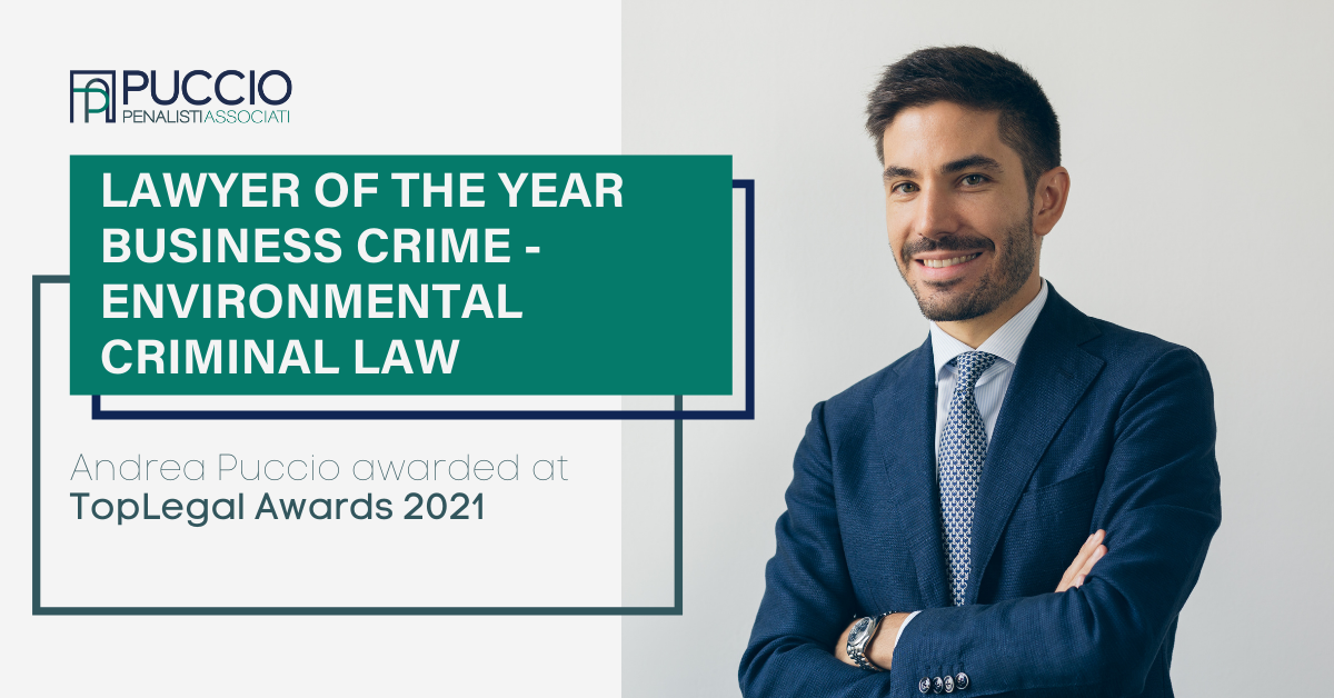 Andrea Puccio on podium at the 15th edition of the TopLegal Awards 2021